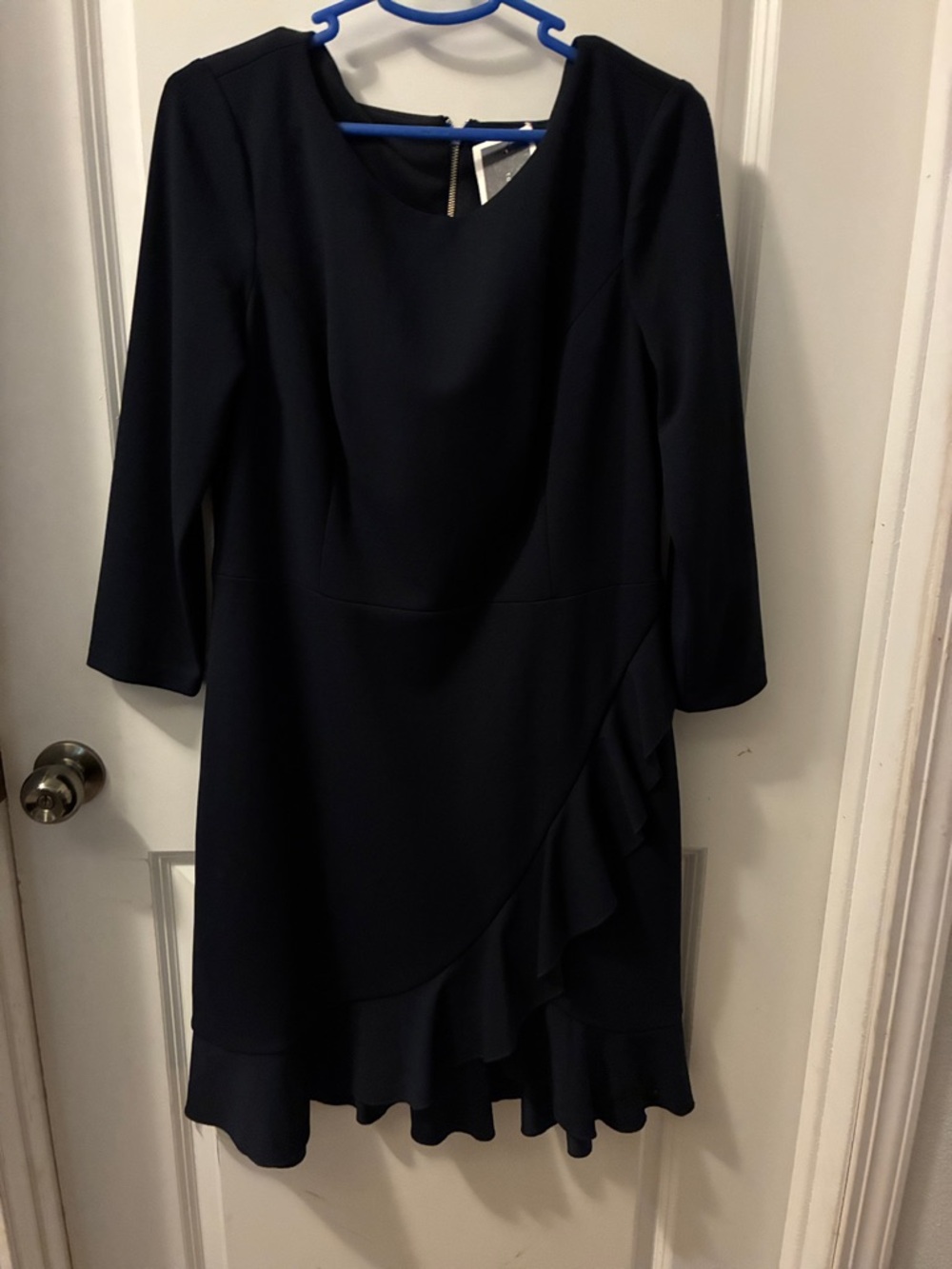 Tommy Hilfiger Navy Ruffle Midi Dress